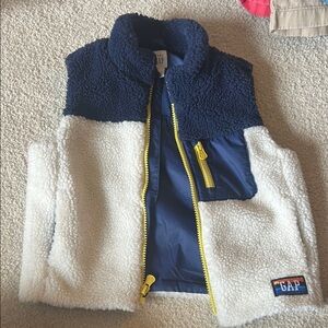 GAP Navy and Cream Toddler Fleece Vest